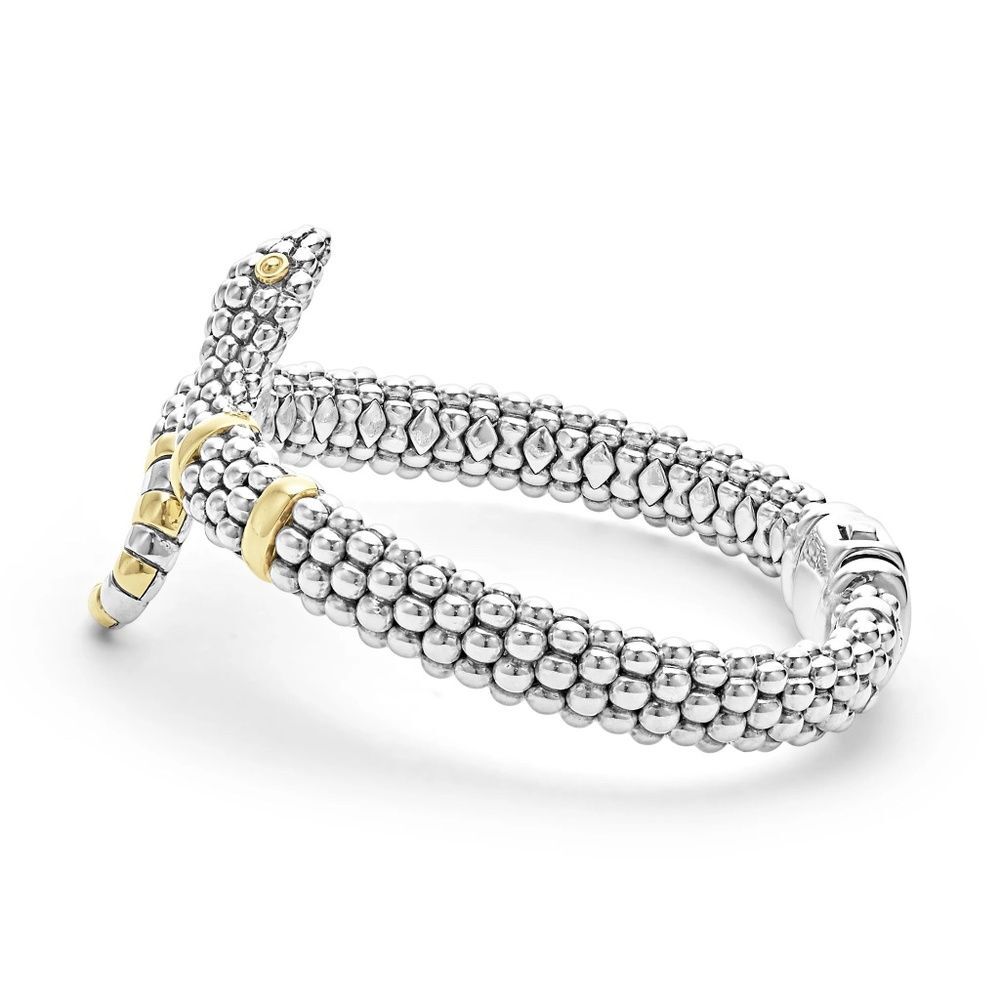LAGOS Sterling Silver 18K Gold Rare Wonders 9MM Two Tone Snake Rope Bracelet 7.5 - Picture 9 of 12